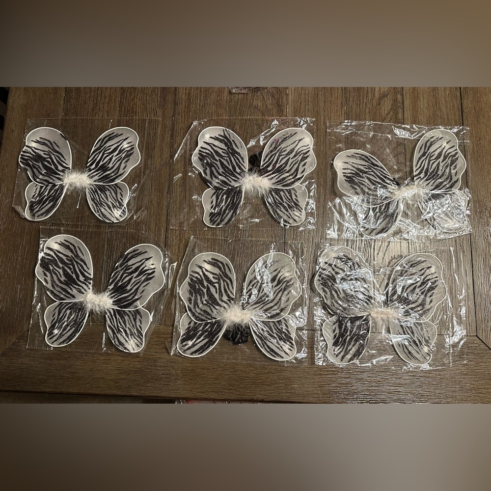 NEW 6 pairs of Zebra Glitter Infant Fairy Wings Photography Props
